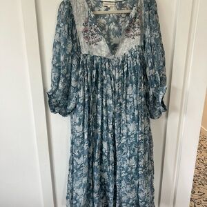 Daughters of India Blue Floral Midi Dress